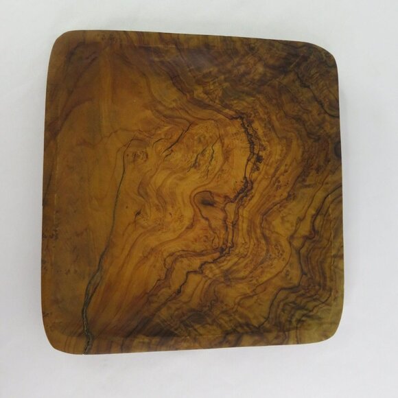 Set of 3 Wooden Dishes Square Hand Carved Wood Plates Tray Serving - Picture 8 of 10